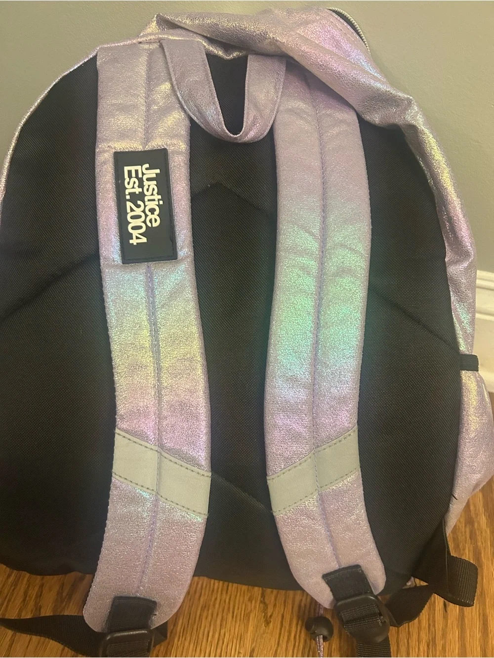 Justice Iridescent Holographic Backpack - Lavender to Silver Shift